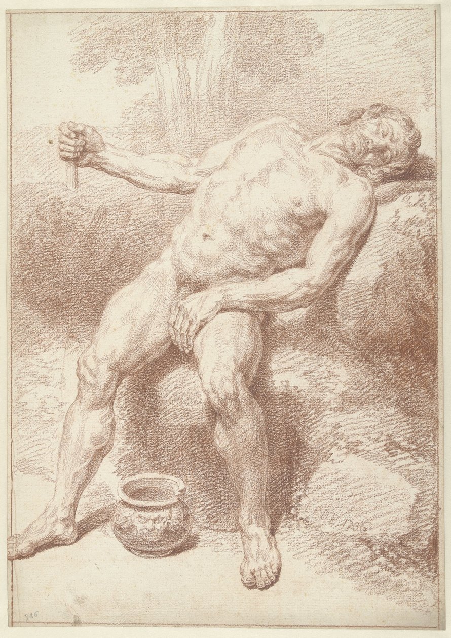 Mužský akt, sedící, ležící od Louis Fabritius Dubourg