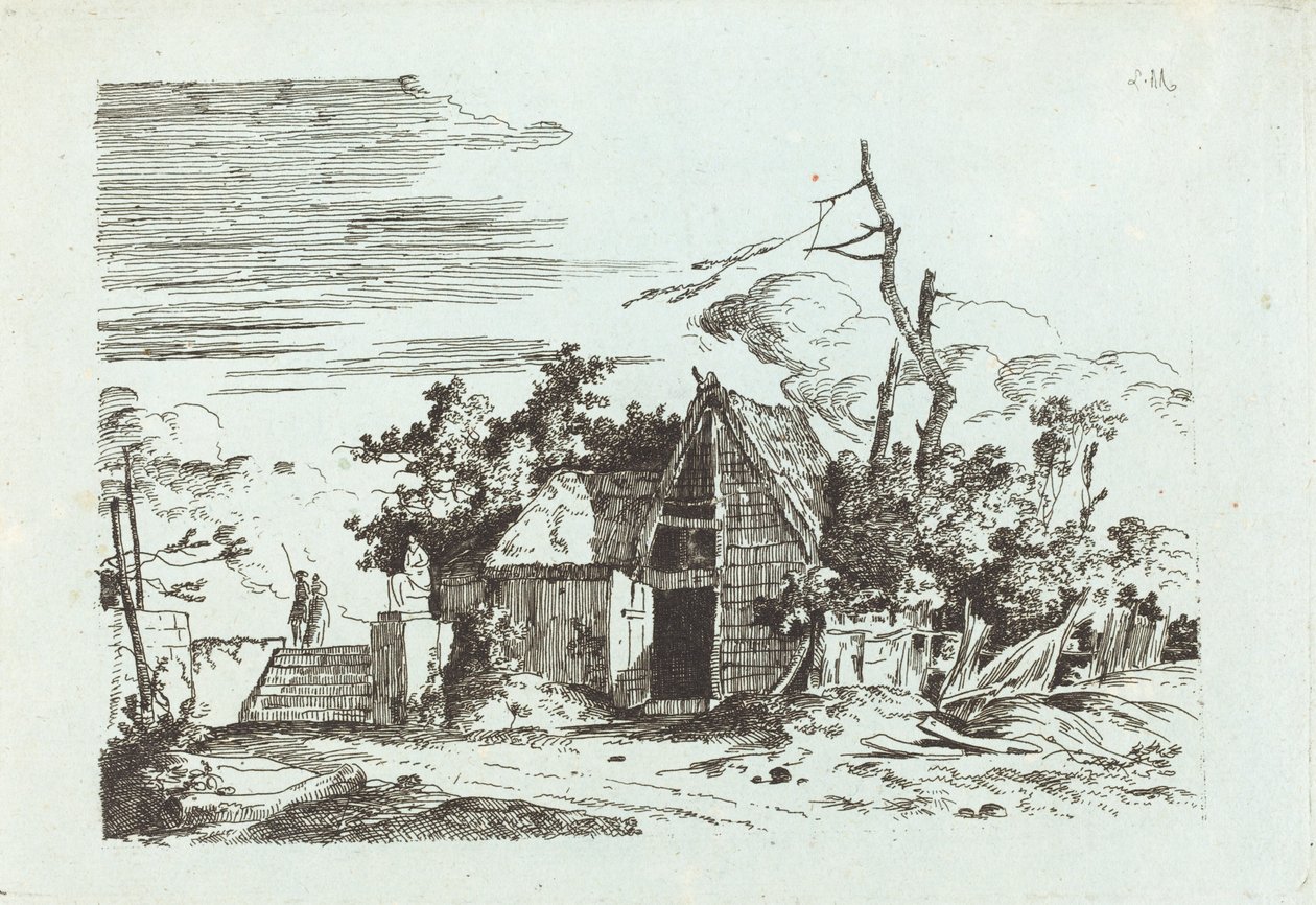 Rustikální stodola od Louis Gabriel Moreau the Elder