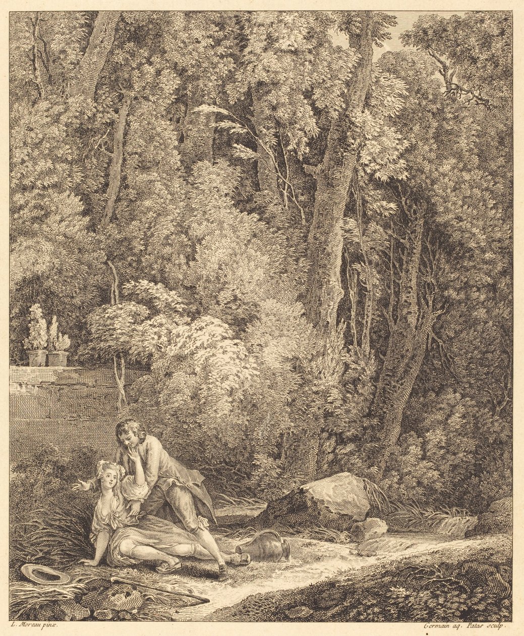Podnikavý vesničan od Louis Germain and Charles Emmanuel Patas after Louis Gabriel Moreau