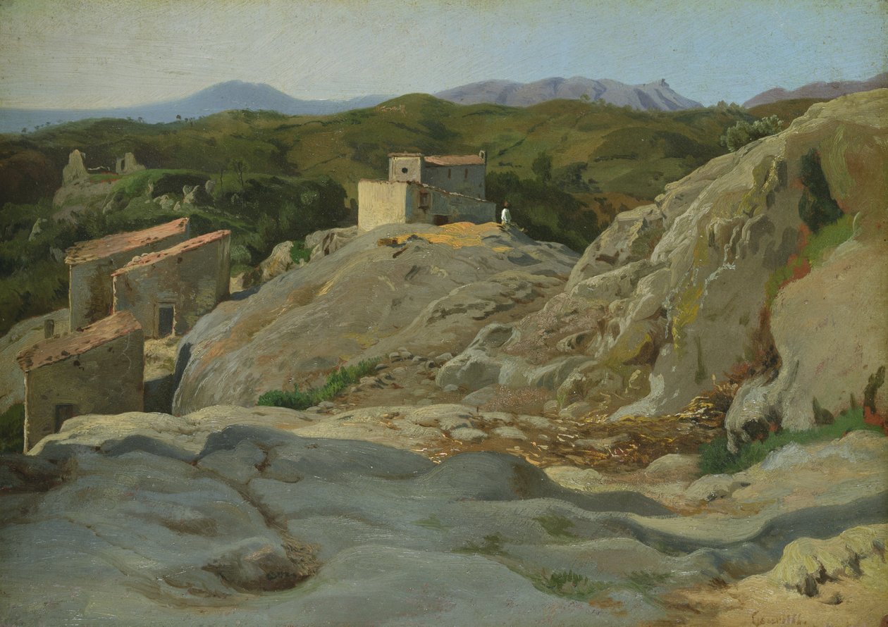 Italská vesnice (olej na plátně) od Louis Gurlitt