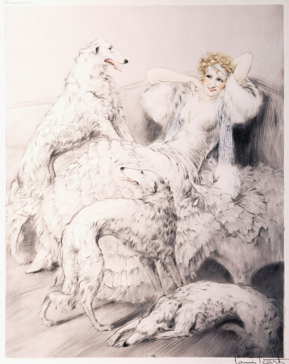Gril s barzojem od Louis Icart