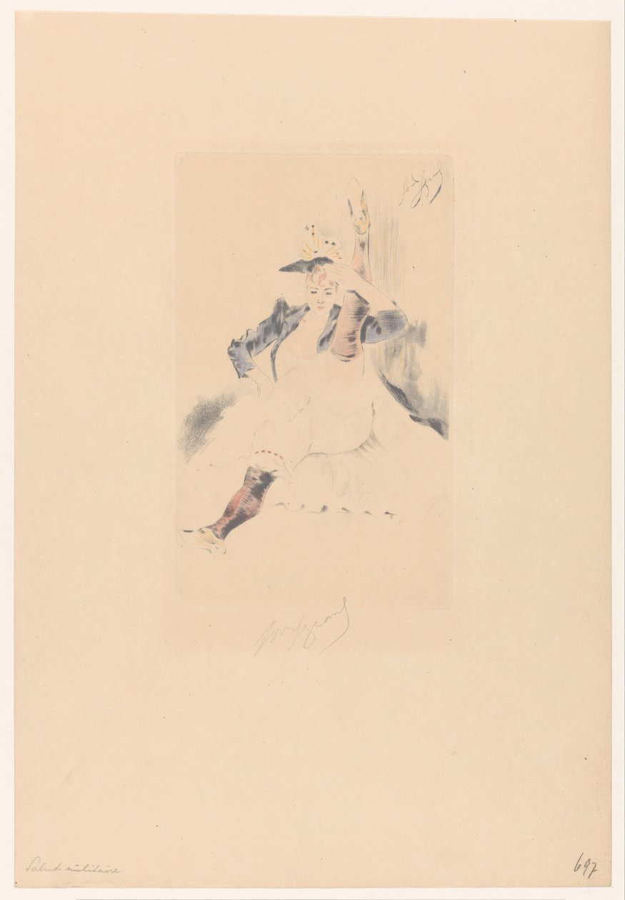 Pozdrav kankánovou tanečnici Pozdravujeme armádu od Louis Legrand (signed by artist)