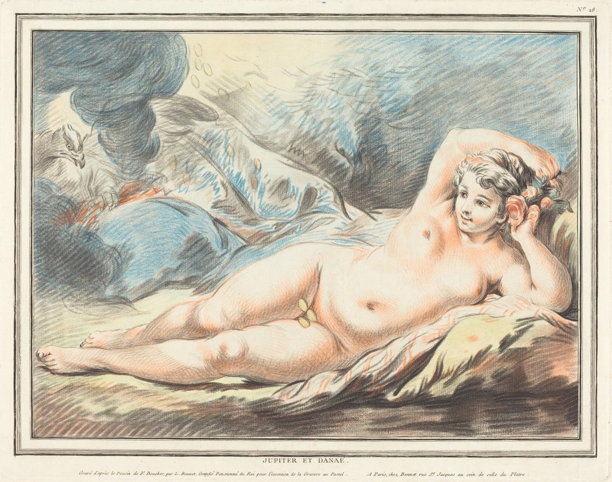 Jupiter a Danaë od Louis Marin Bonnet after François Boucher