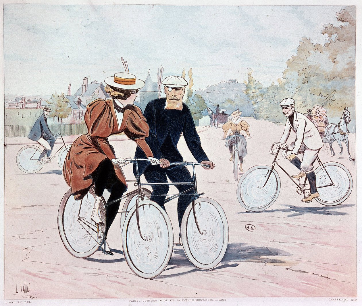 Tandem - kresba L. Vallet od Louis Vallet