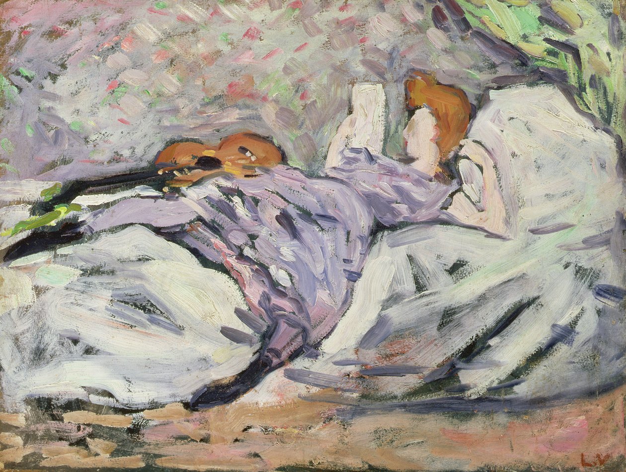 Ležící žena čte (olej na plátně) od Louis Valtat