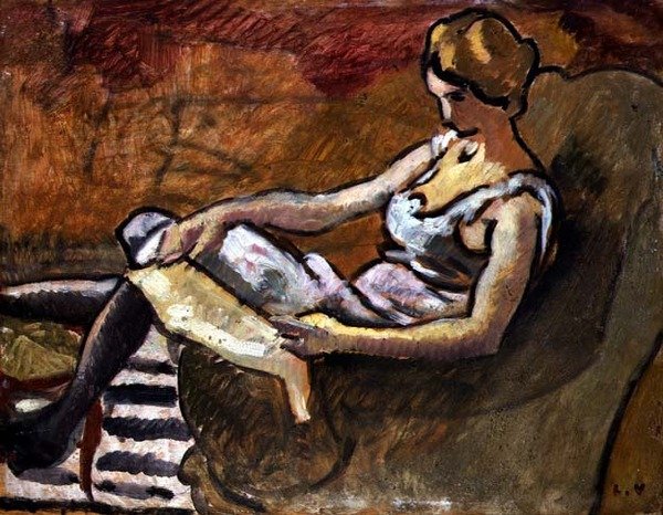The Thinker, cca 1916 (olej na panelu) od Louis Valtat