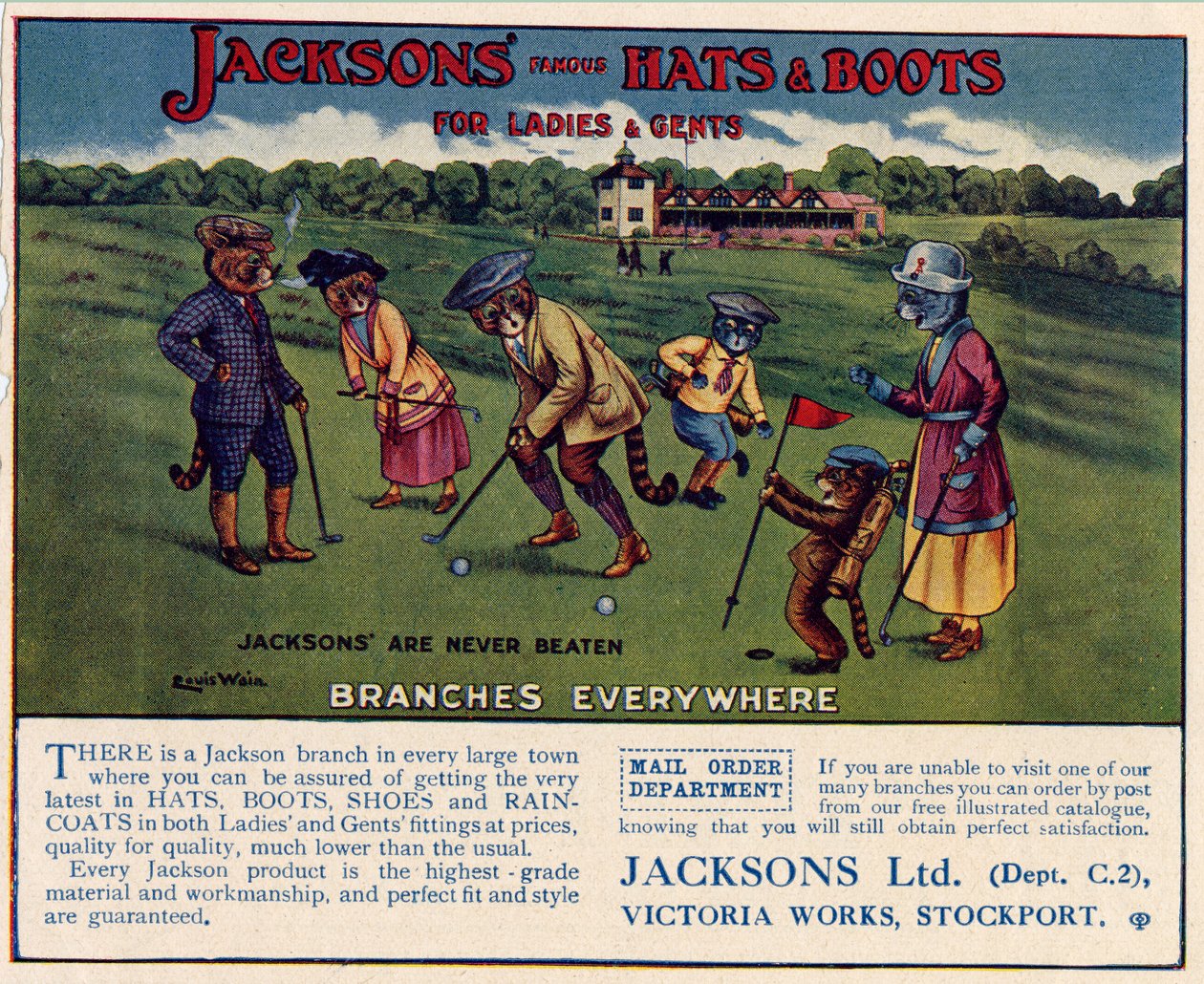 Jacksons Hats & Boots, 1910-1920 od Louis Wain