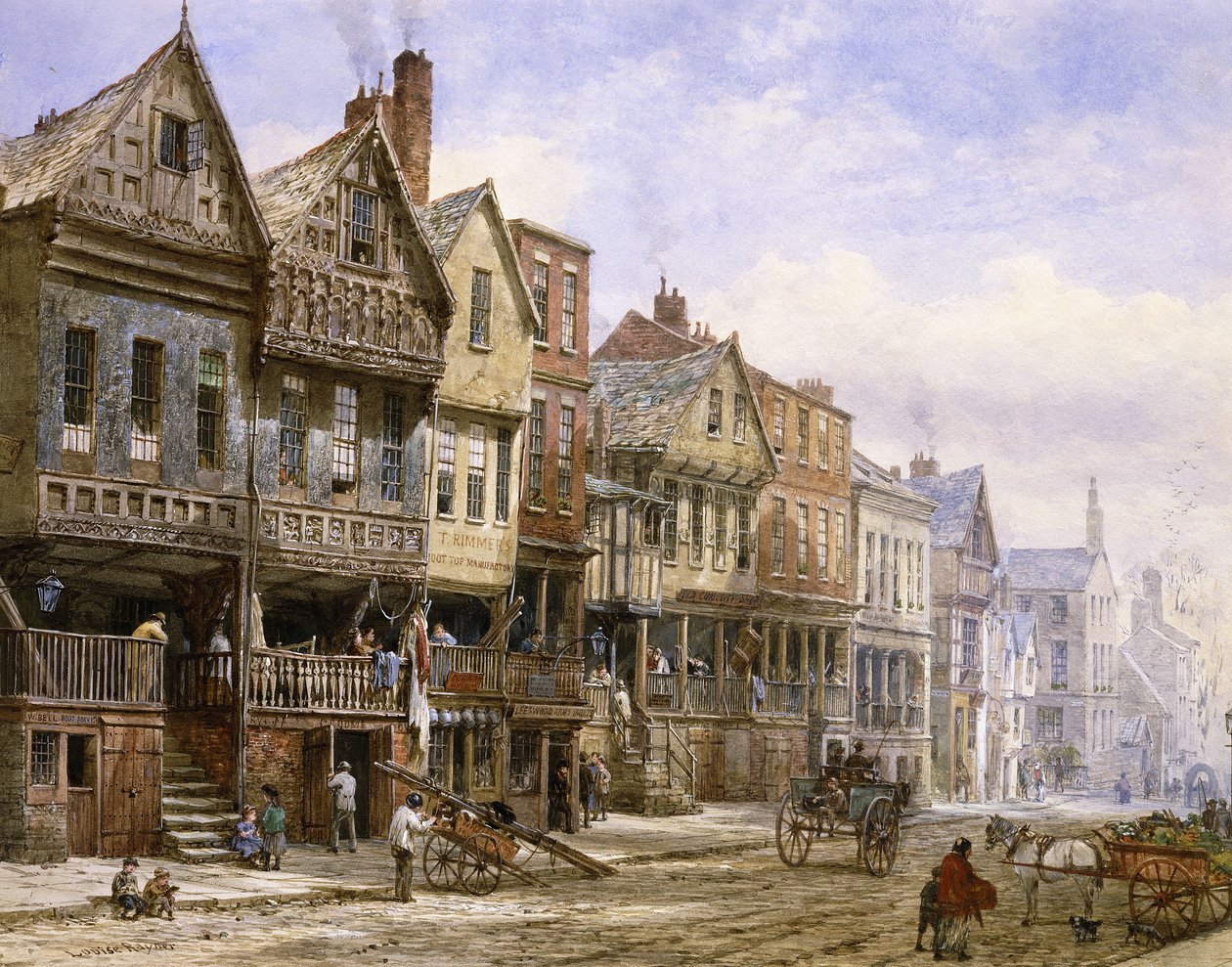 Watergate Street, Chester, Pohled na západ, od Louise Ingram Rayner