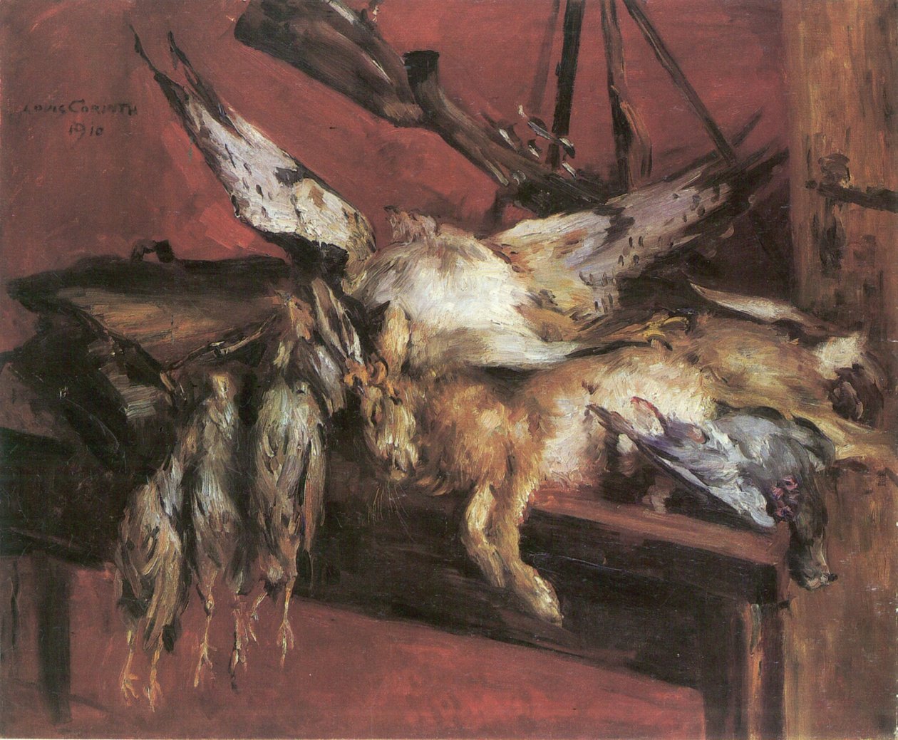 Lov zátiší, zajíc a koroptev od Lovis Corinth