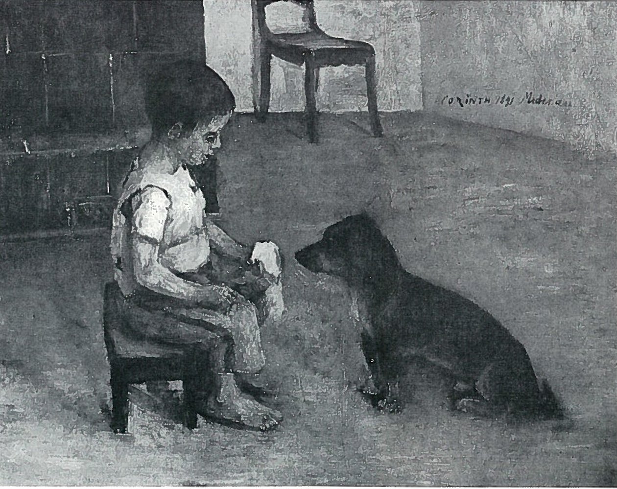 Dítě s sendvičem a psy od Lovis Corinth