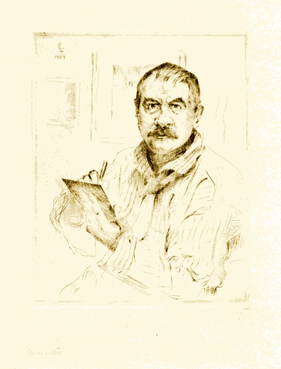 Autoportrét, mazání od Lovis Corinth