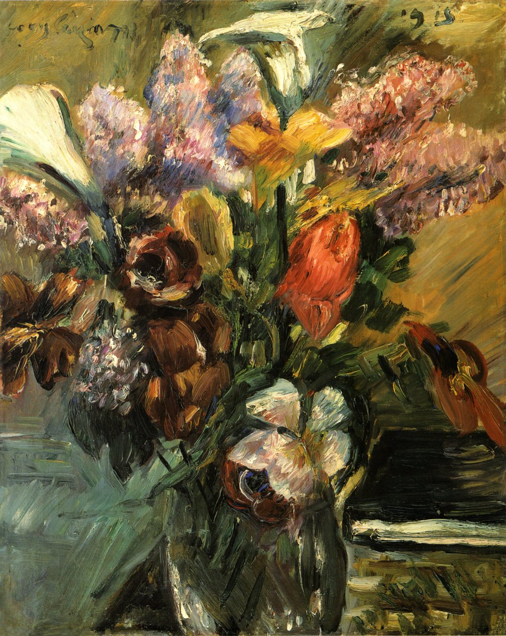 Tulipány, šeříky a kallan od Lovis Corinth