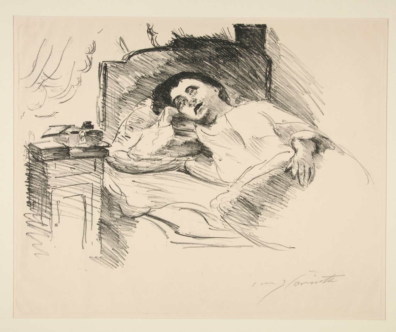 Dáma odpočívá v posteli od Lovis Corinth