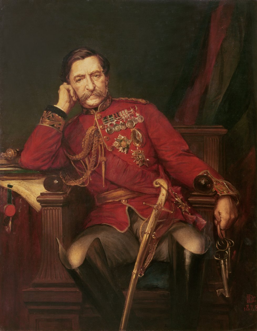 Portrét Roberta, lorda Napiera z Magdaly (1810-90) od Lowes Cato Dickinson