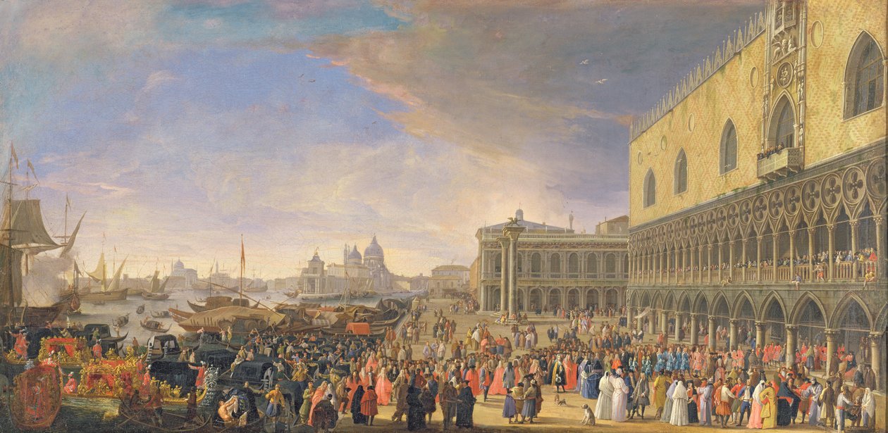 Příjezd hraběte Languet de Gergy do Palazzo Ducale, Benátky, listopad 1726 od Luca Carlevaris
