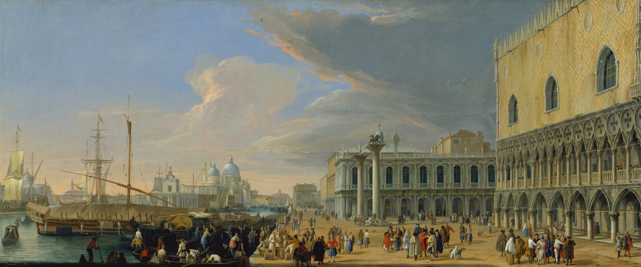 Molo, Benátky, pohled na západ, c.1709 od Luca Carlevaris
