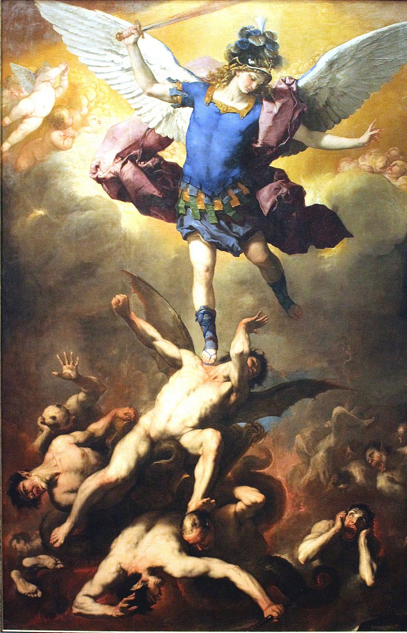 Archanděl Michael svrhne odpadlé anděly od Luca Giordano