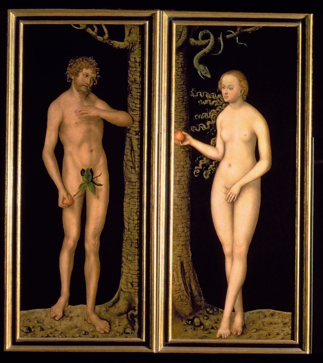 Adam a Eva, 1537 (panel) od Lucas Cranach the Elder