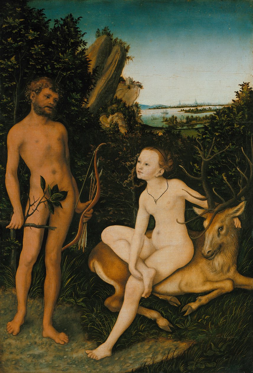 Apollo a Diana v lesnaté krajině od Lucas Cranach the Elder