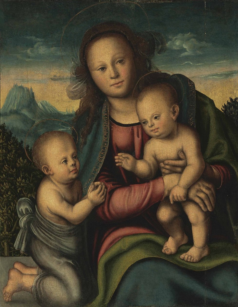 Panna a dítě s malým Janem Křtitelem od Lucas Cranach the Elder