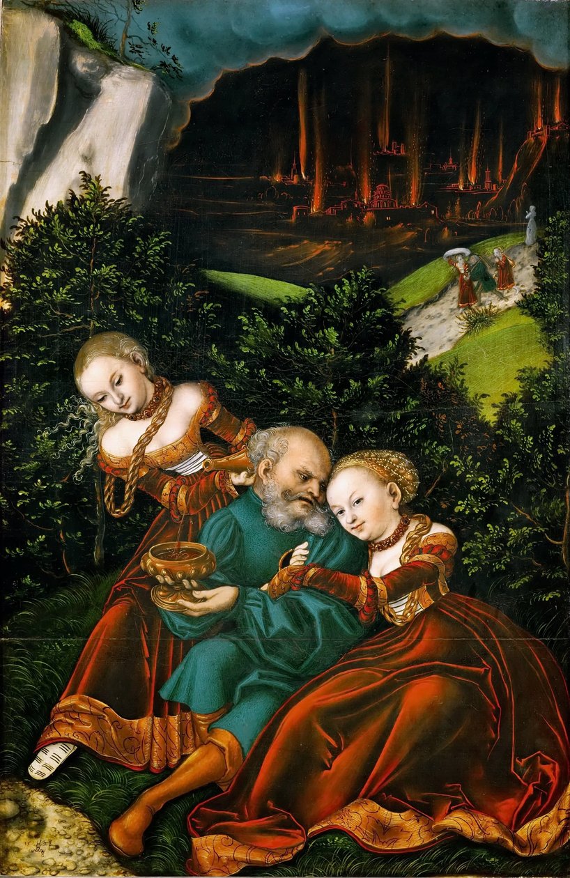 Lot a jeho dcery od Lucas Cranach the Elder