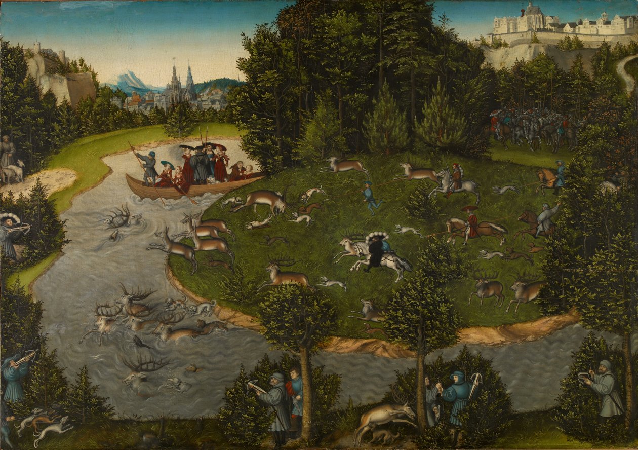 Jelení hon s Frederickem III., Saským kurfiřtem, Frederickem Wise od Lucas Cranach the Elder