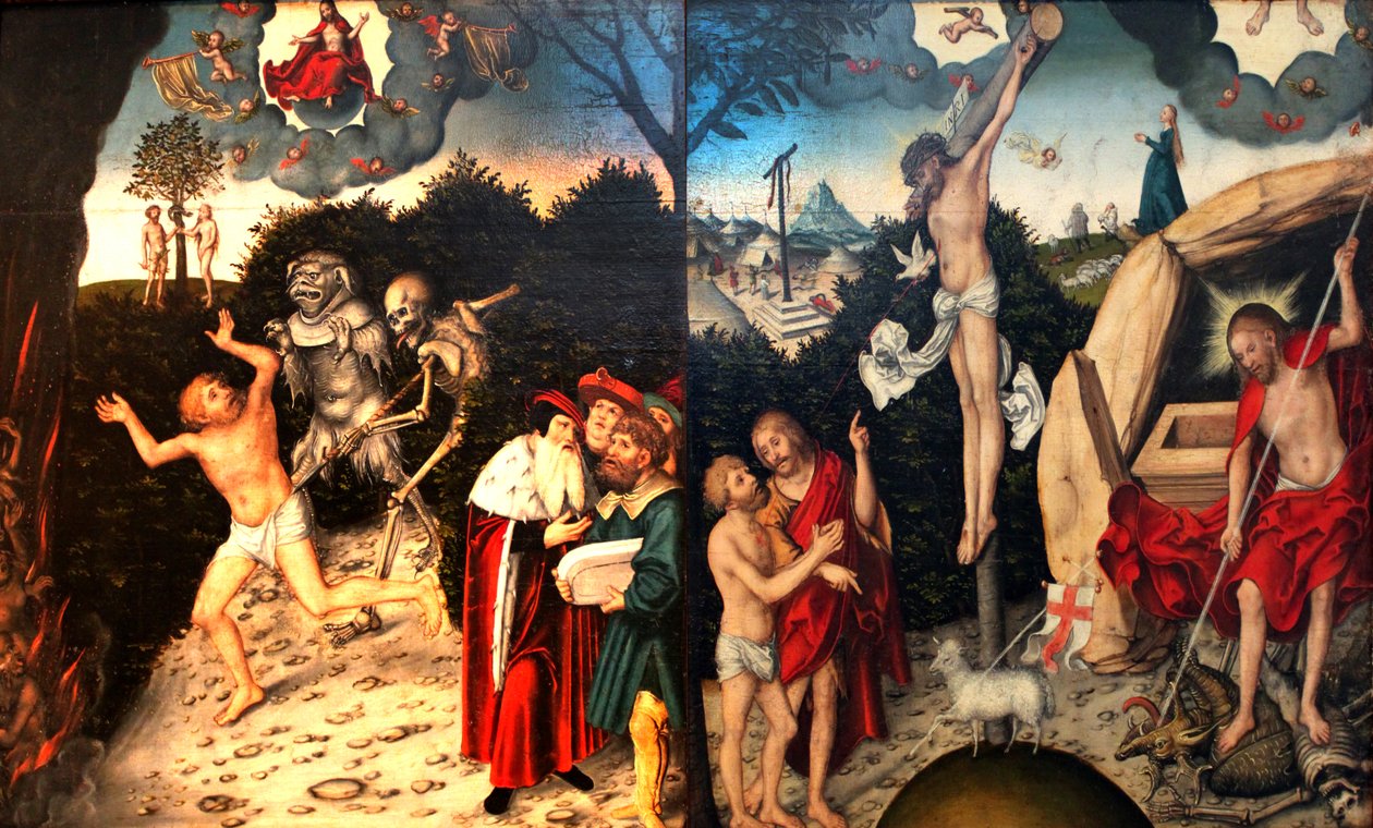 Alegorie práva a milosti od Lucas Cranach the Elder