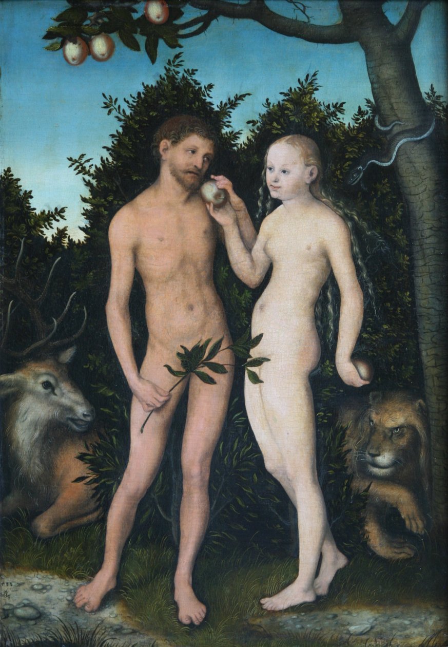 Adam a Eva v ráji (Pád) od Lucas Cranach the Elder