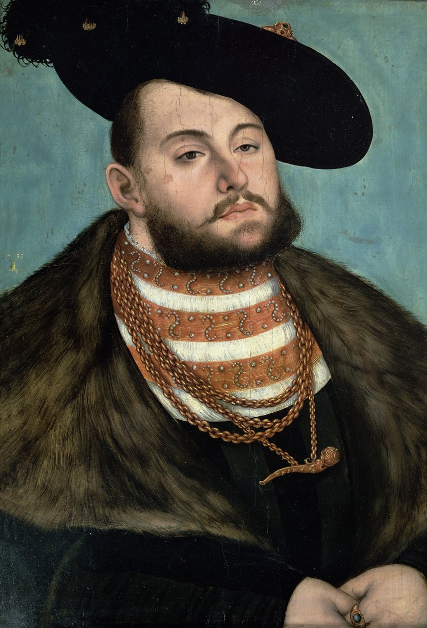 Portrét Jana Fridricha Velikého (1503-54), saského kurfiřta Ernestina, 1531 od Lucas Cranach the Elder