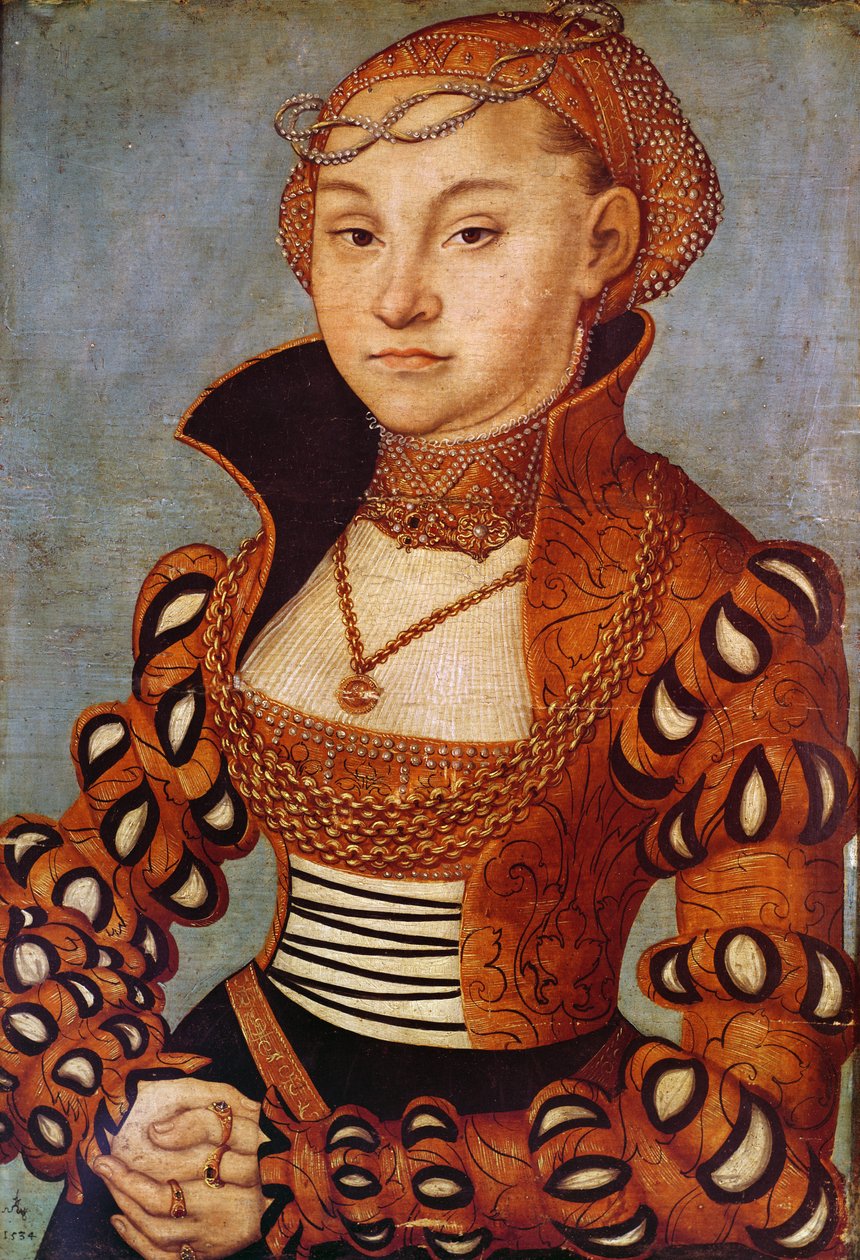 Portrét urozené saské ženy, 1534 (olej na dřevě) od Lucas Cranach the Elder