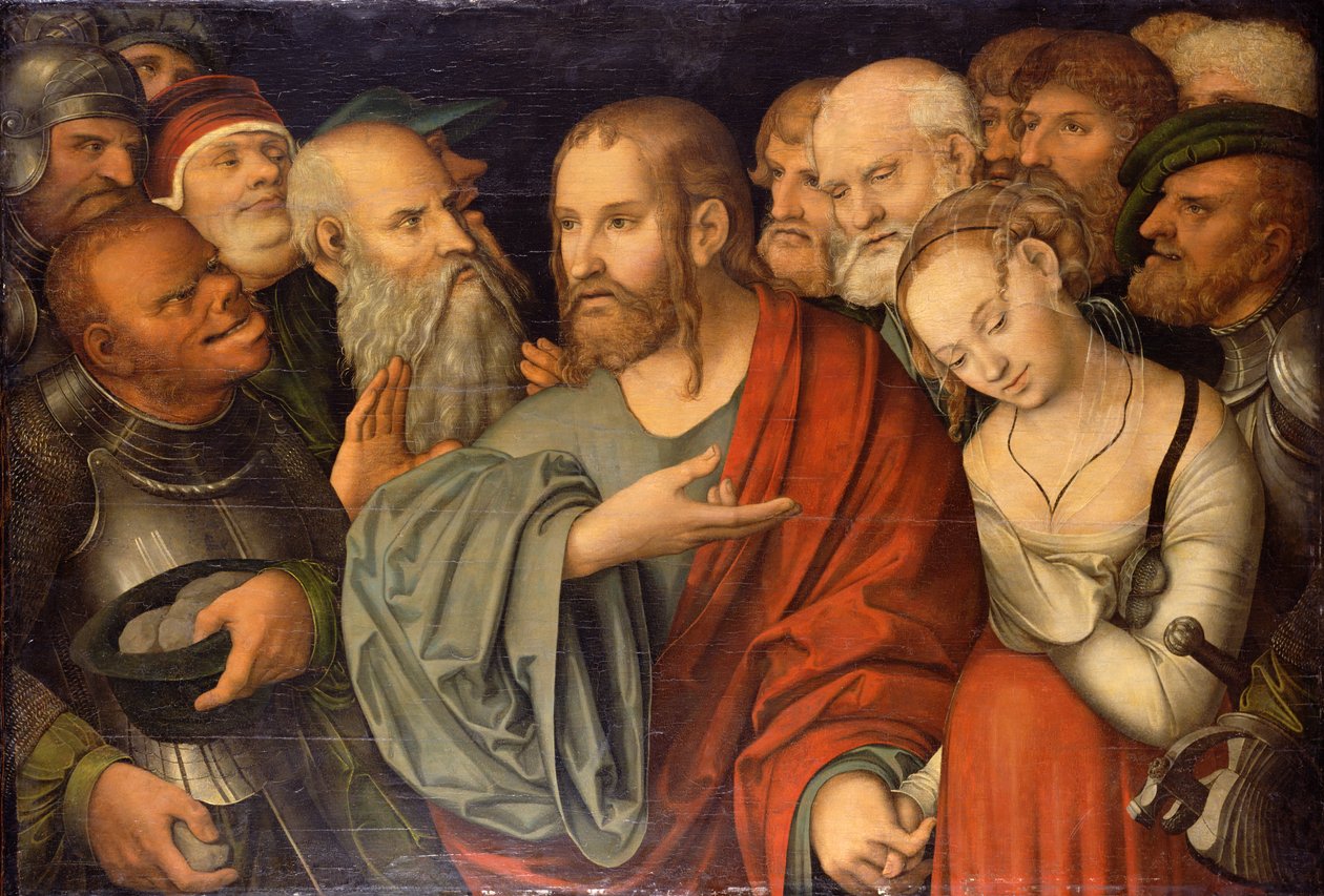 Kristus a žena zachycení v cizoložství od Lucas Cranach the Younger