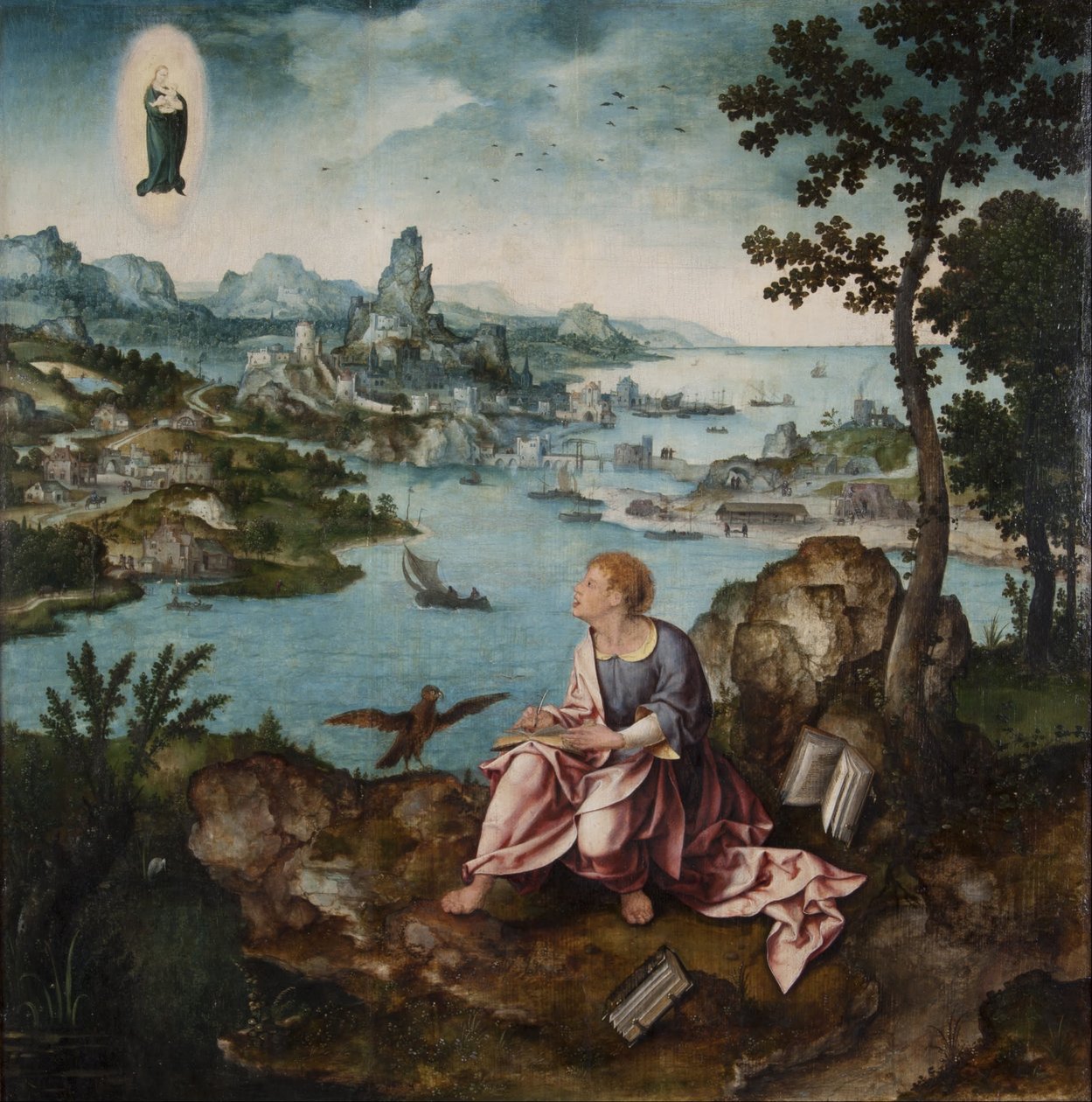 St. John the Evangelist on Patmos od Lucas van Gassel