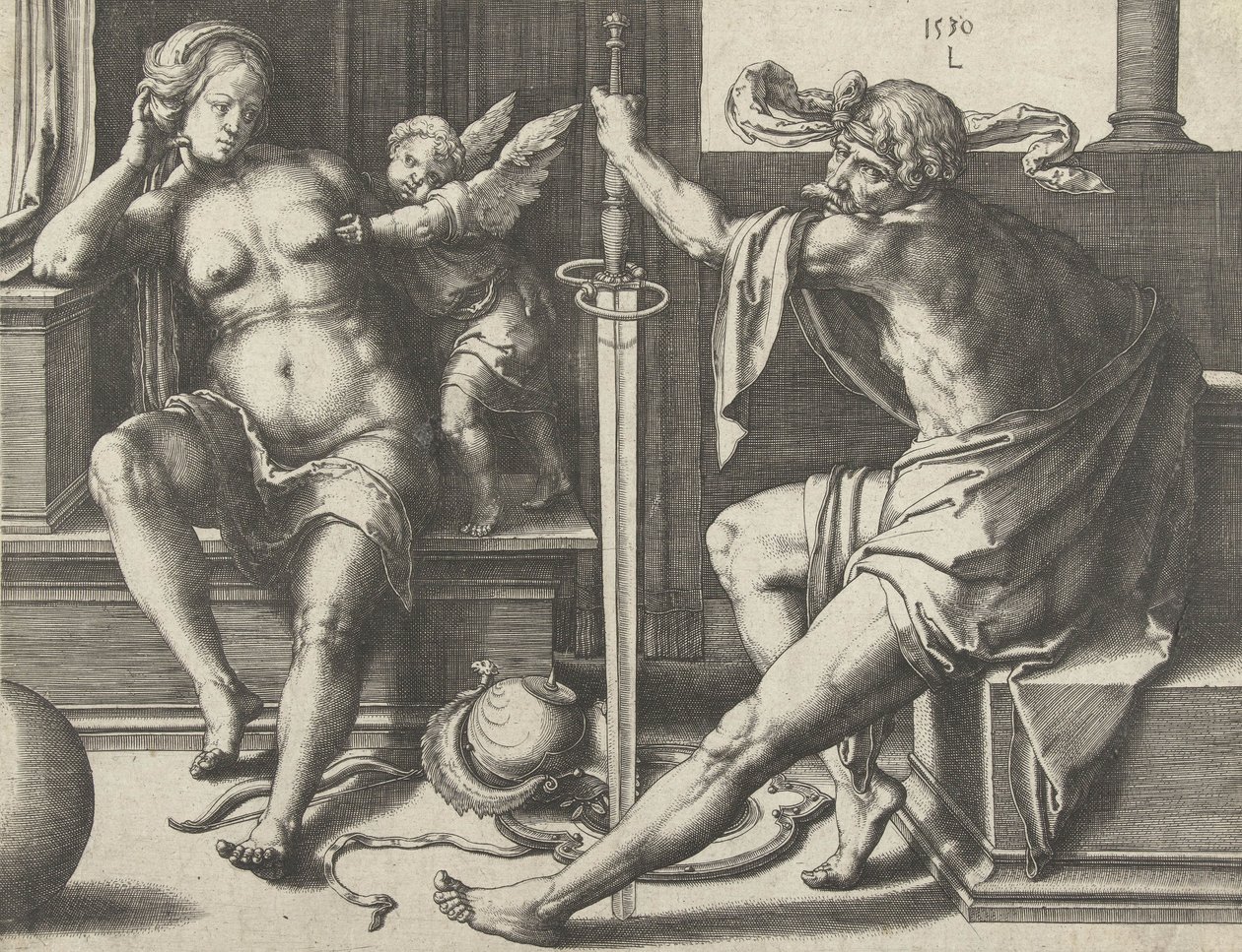 Mars, Venuše a Amor, 1530 od Lucas van Leyden