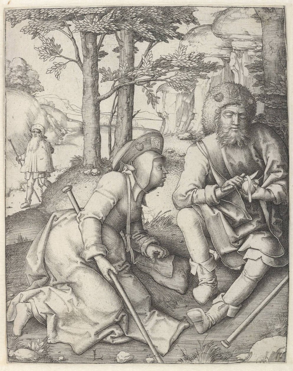 Odpočívající poutníci od Lucas van Leyden