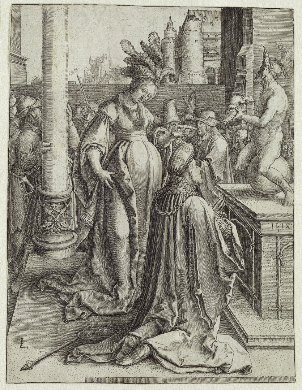 Solomon se modlí před obrazem Graven, kolem 1514 (mědirytina) od Lucas van Leyden