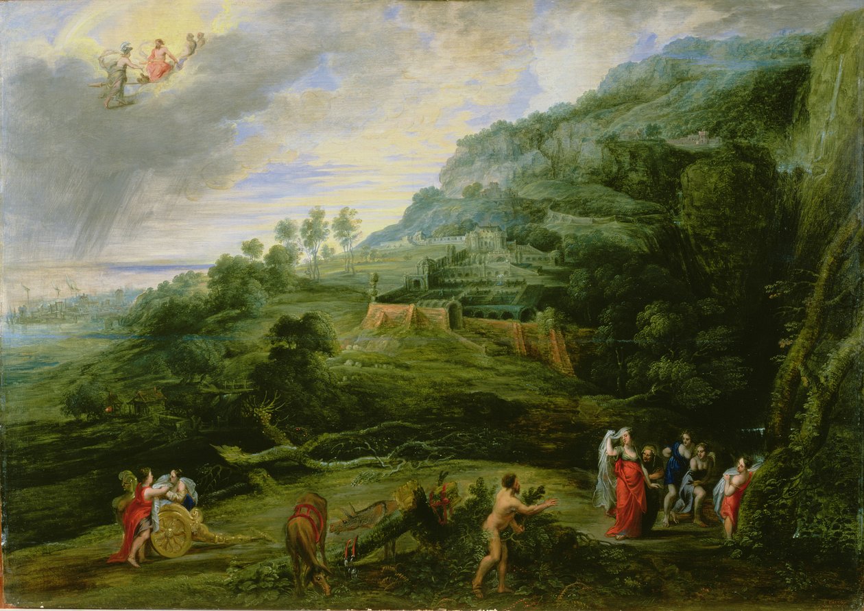 Ulysses a Nausicaa, 1635 (olej na dubovém panelu) od Lucas van Uden