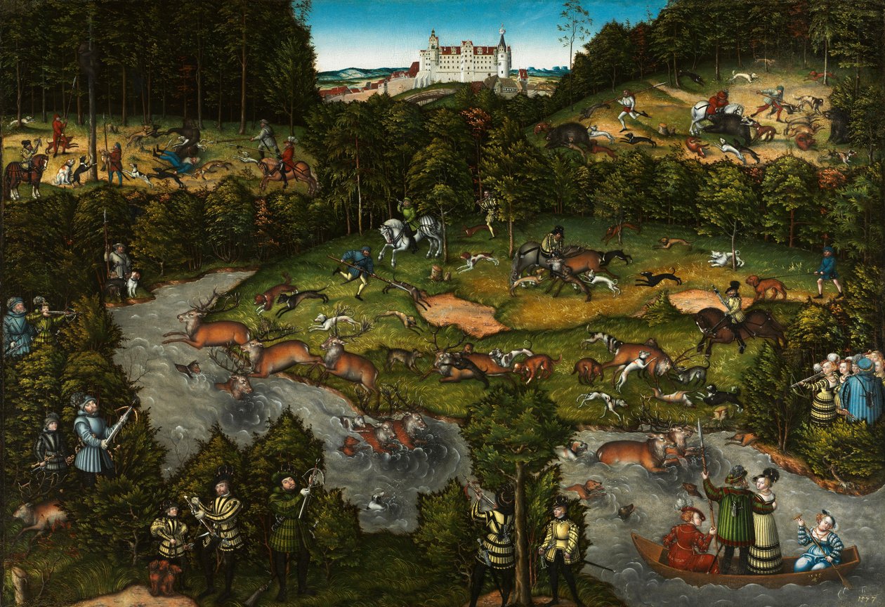 Lov poblíž hradu Hartenfels, 1540 od Lucas Cranach