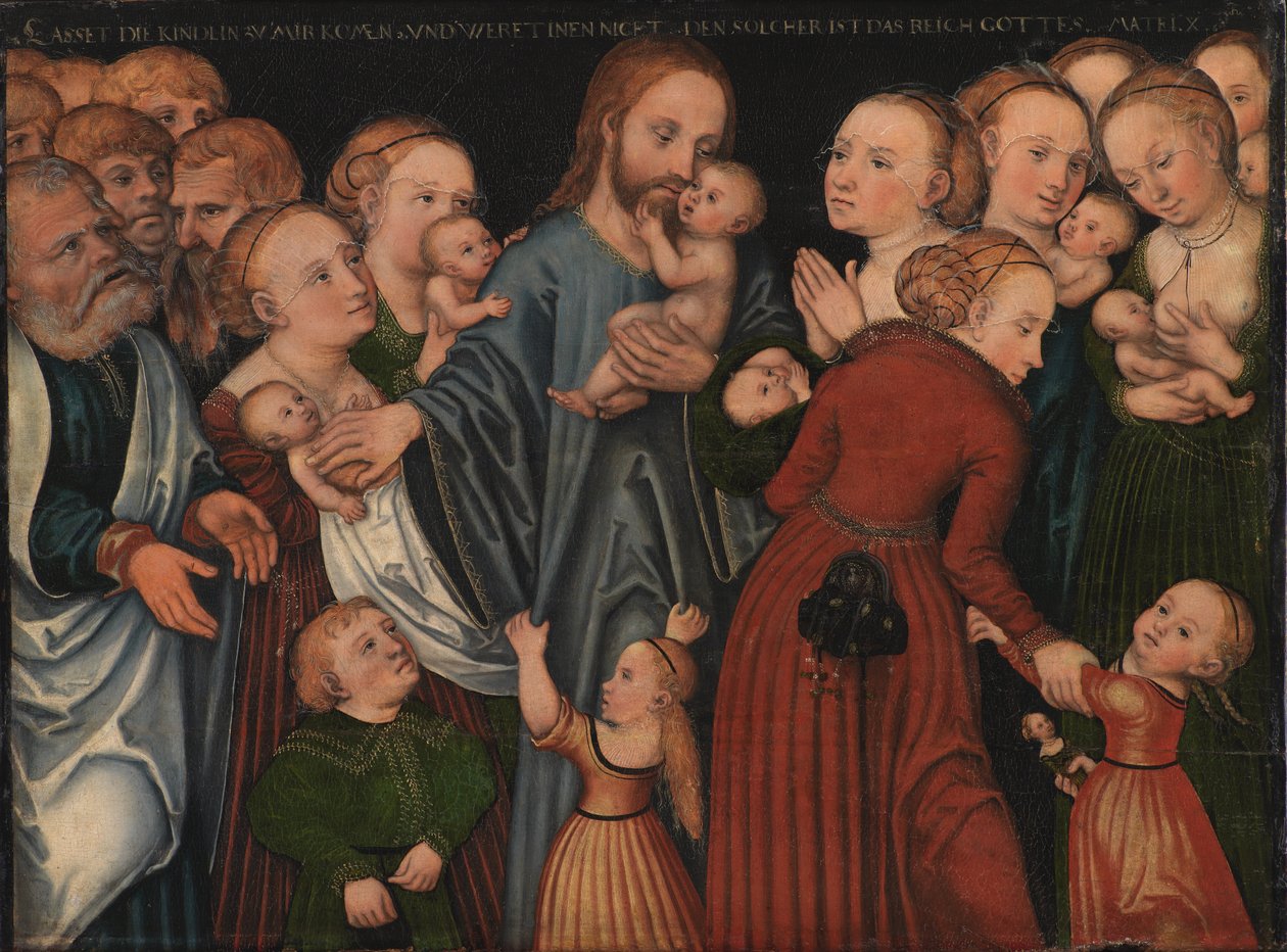 Kristus žehná dětem od Lucas Cranach d.Æ.