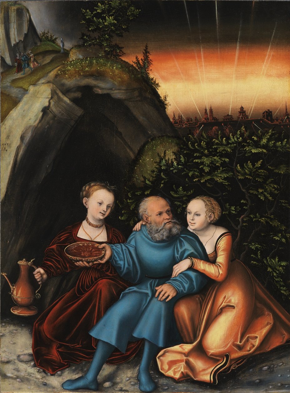 Lot a jeho dcery od Lucas Cranach the Elder