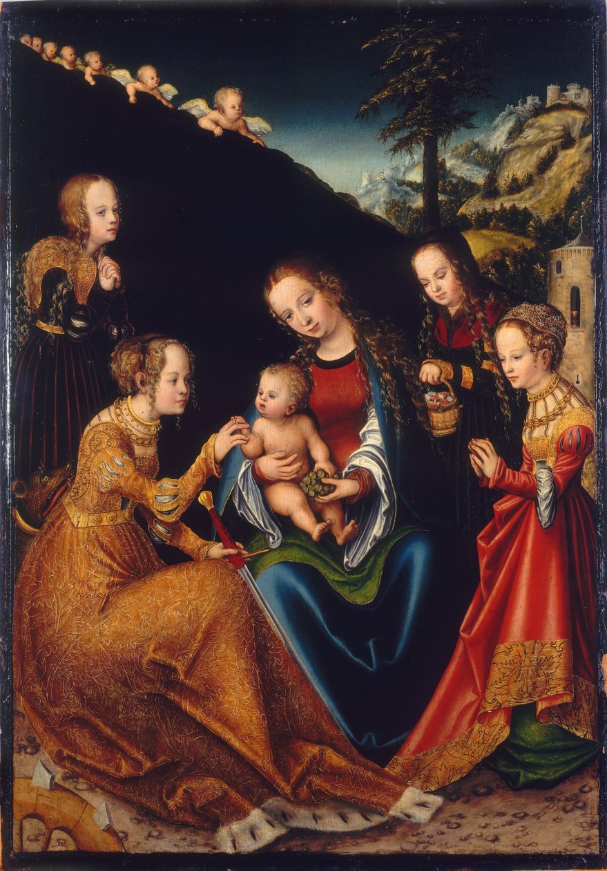 Svatba svaté Kateřiny od Lucas Cranach the Elder