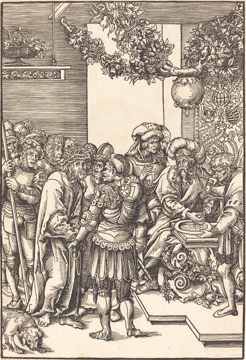 Pilát si myje ruce od Lucas Cranach the Elder