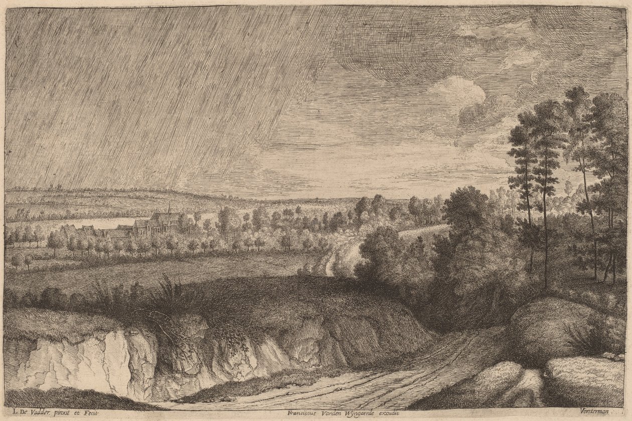 Deštivá krajina od Lucas Emil Vosterman, after Lodewijk de Vadder