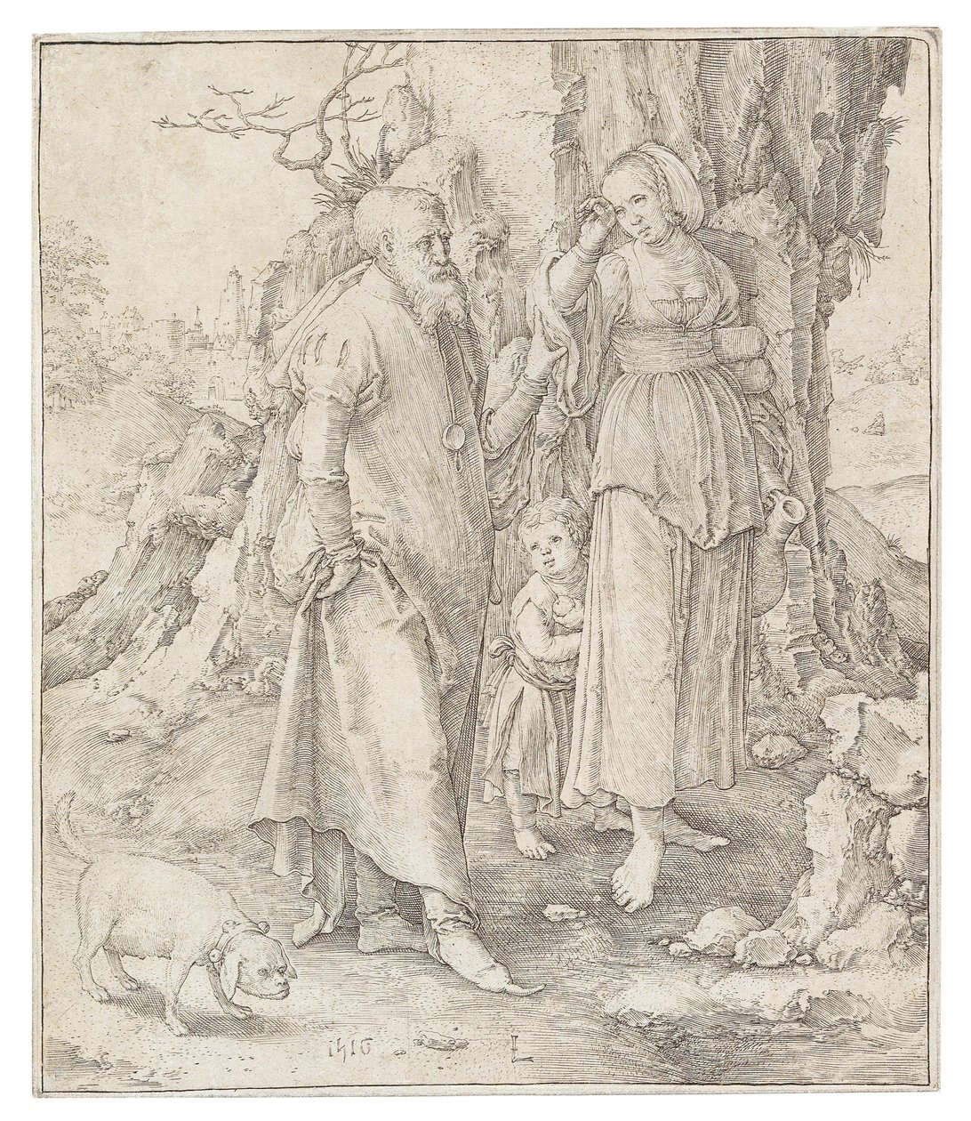 Zavržení Hagar, 1516. od Lucas Leyden van
