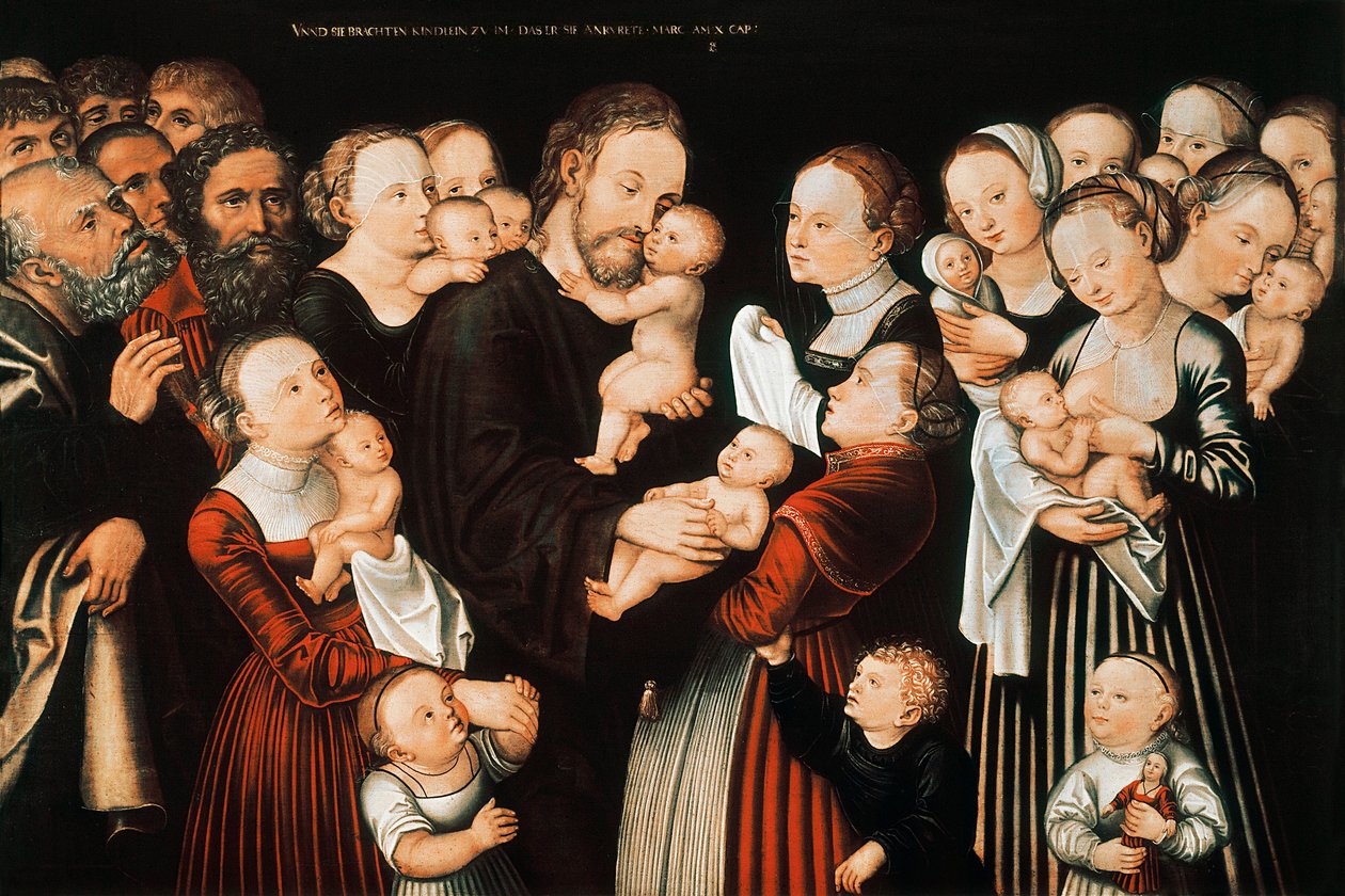 Ježíš a děti od Lucas the Elder Cranach