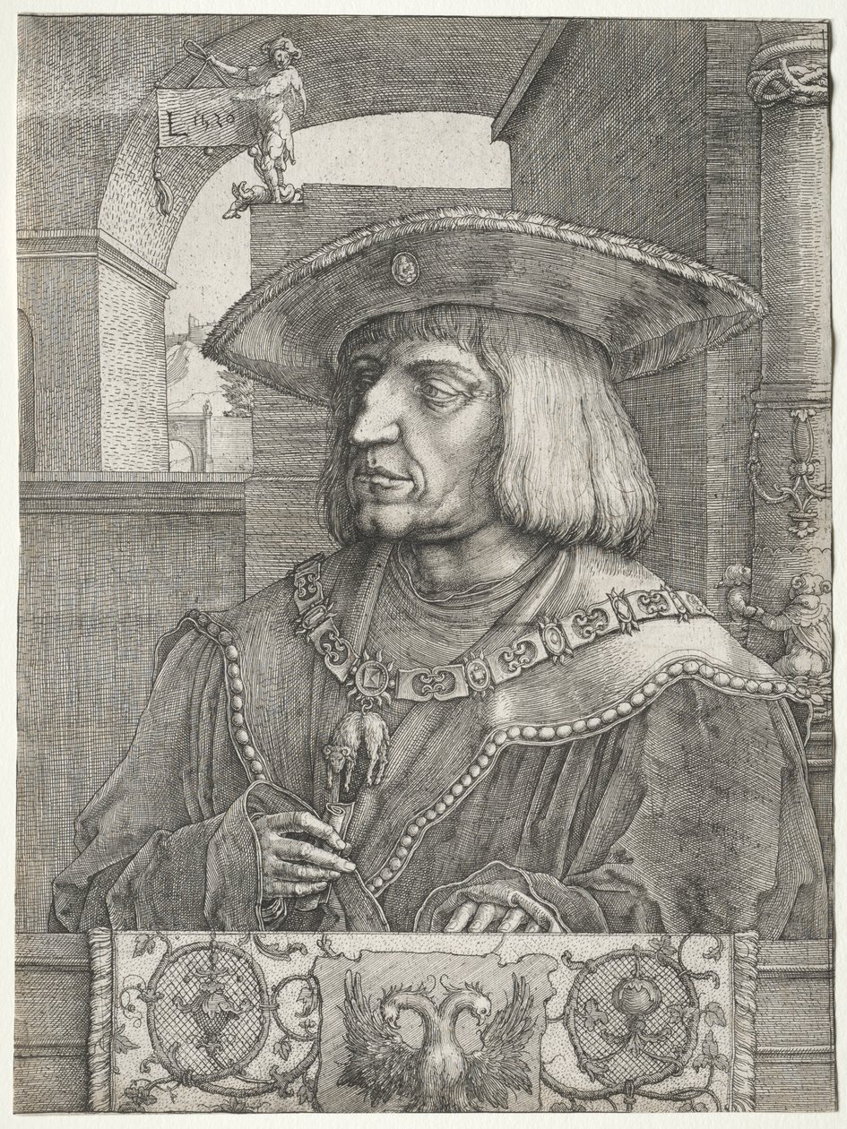 Císař Maxmilián I., 1520. od Lucas van Leyden