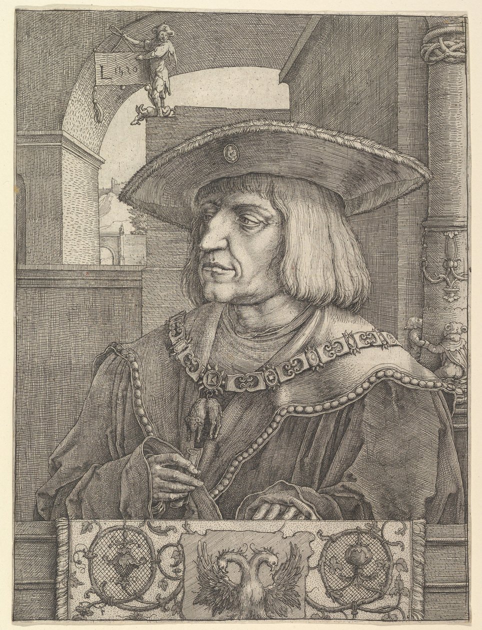 Císař Maxmilián I., 1520. od Lucas van Leyden