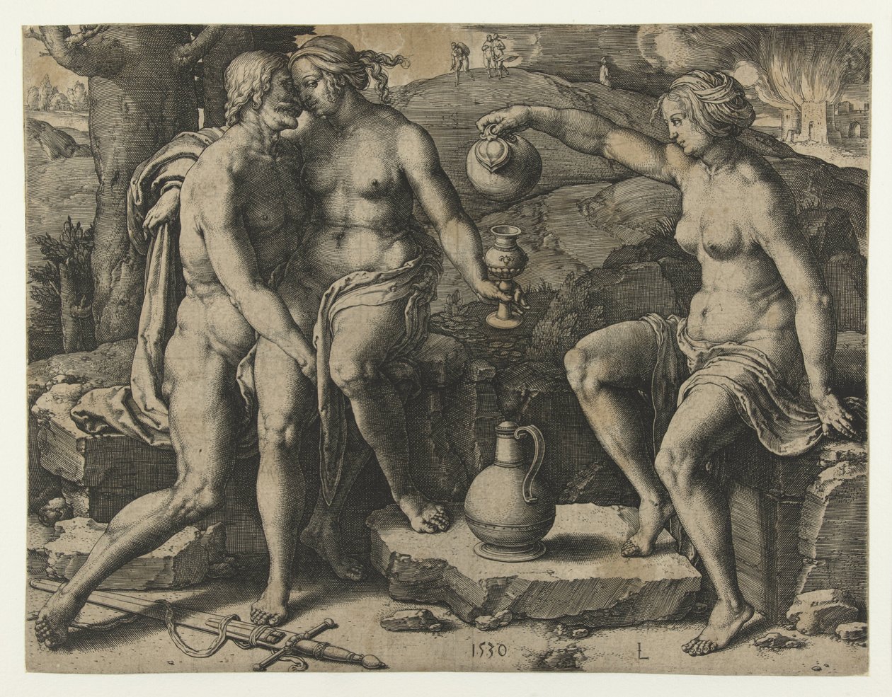 Lot a jeho dcery od Lucas van Leyden