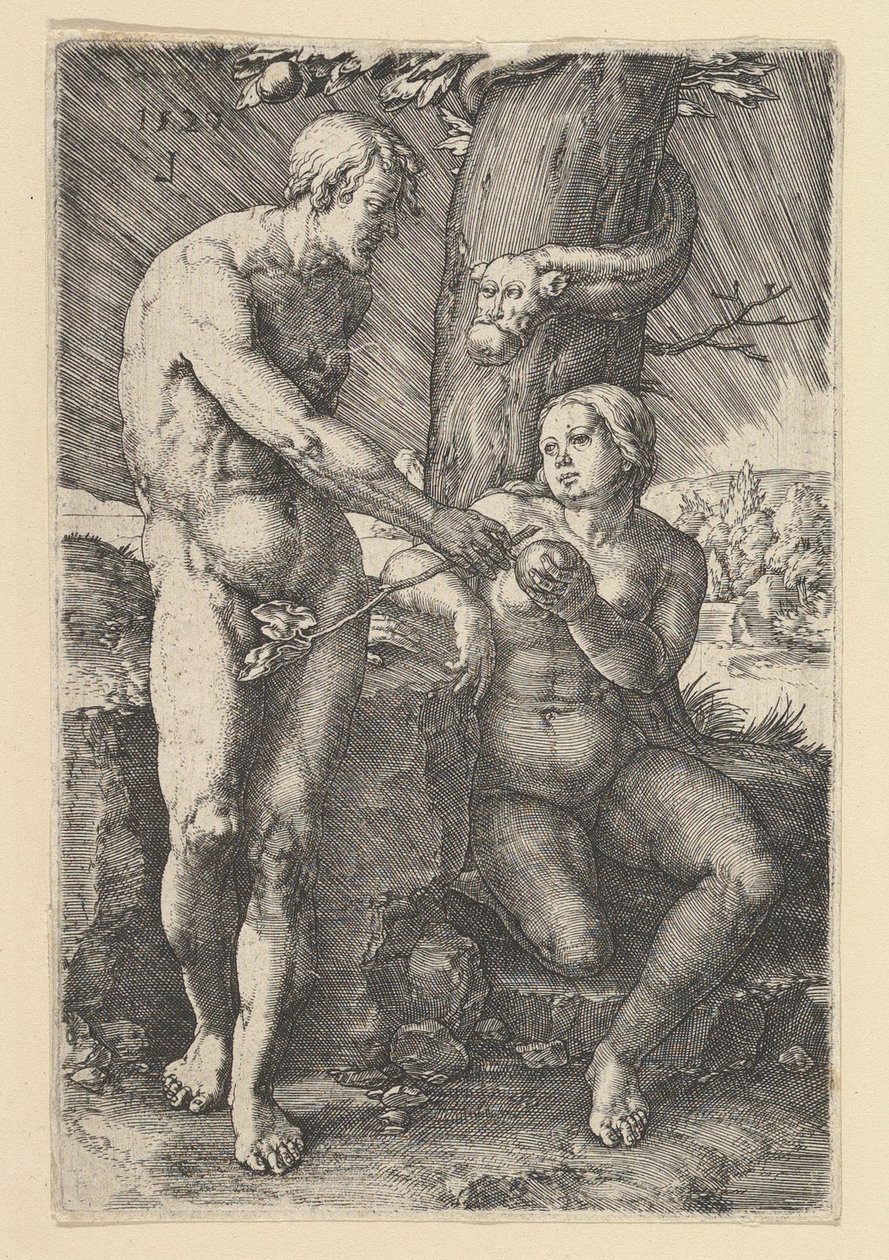 Hřích Adama a Evy, 1529. od Lucas van Leyden