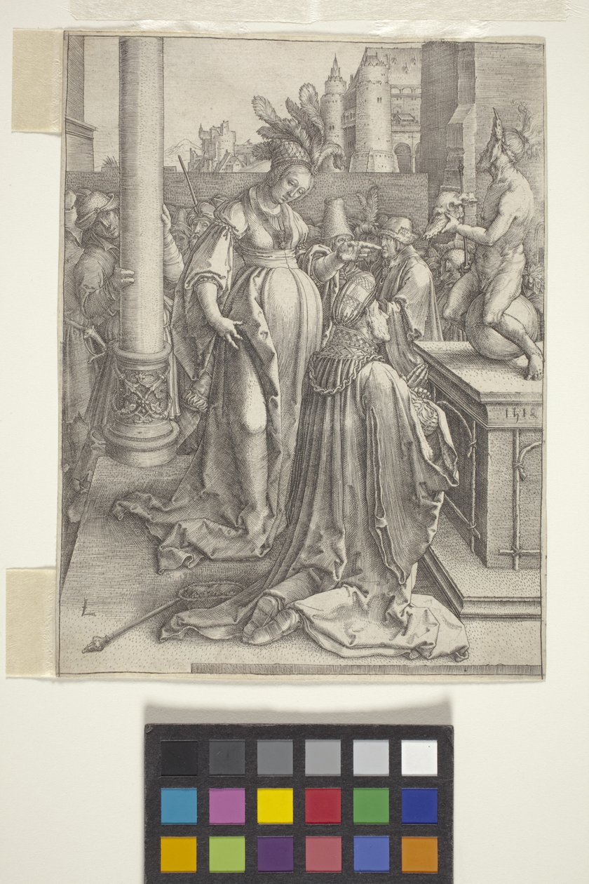 Šalamounovo modlářství (rytina) od Lucas van Leyden