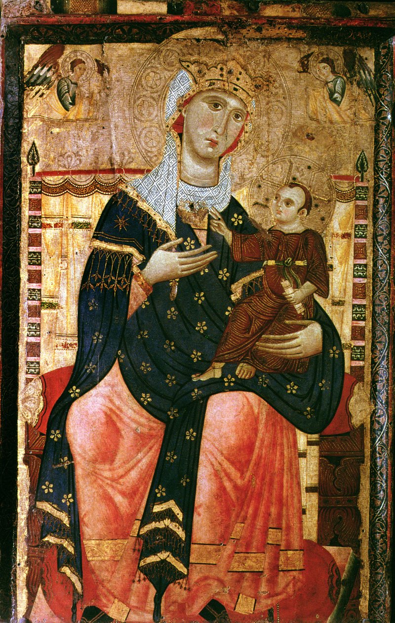 Madona s dítětem na trůně, asi 1260 (plátno položené na topolu) od Luccanese School